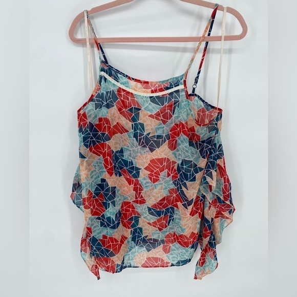 BCBGeneration sheer multicolored see through baggy loose fit tank top large - Picture 1 of 12